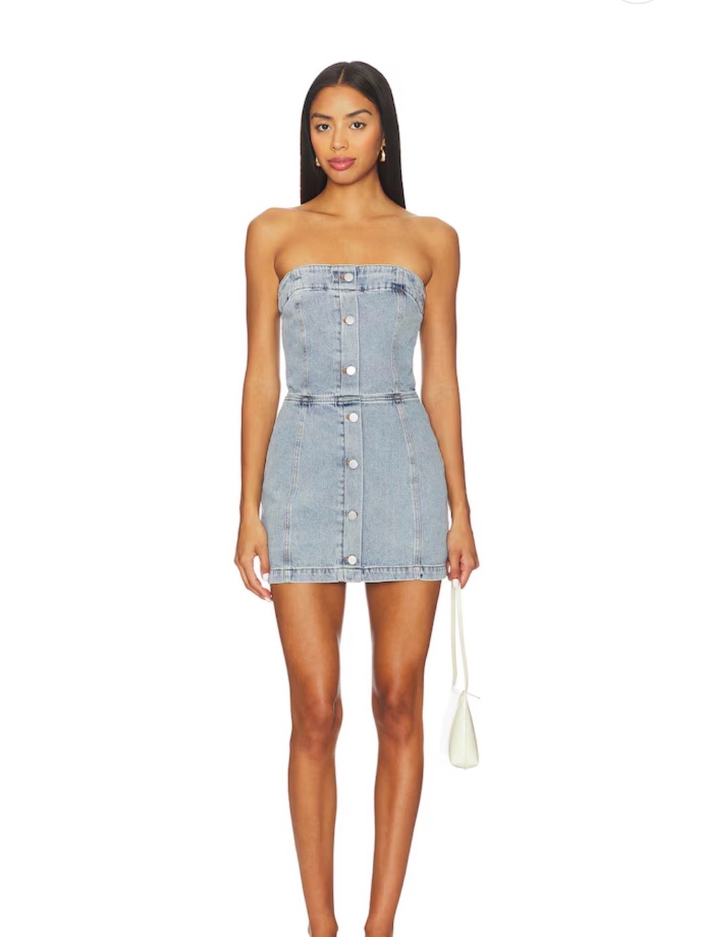 Amanda Uprichard Strapless Light Wash Denim Mini Dress/Romper NWT